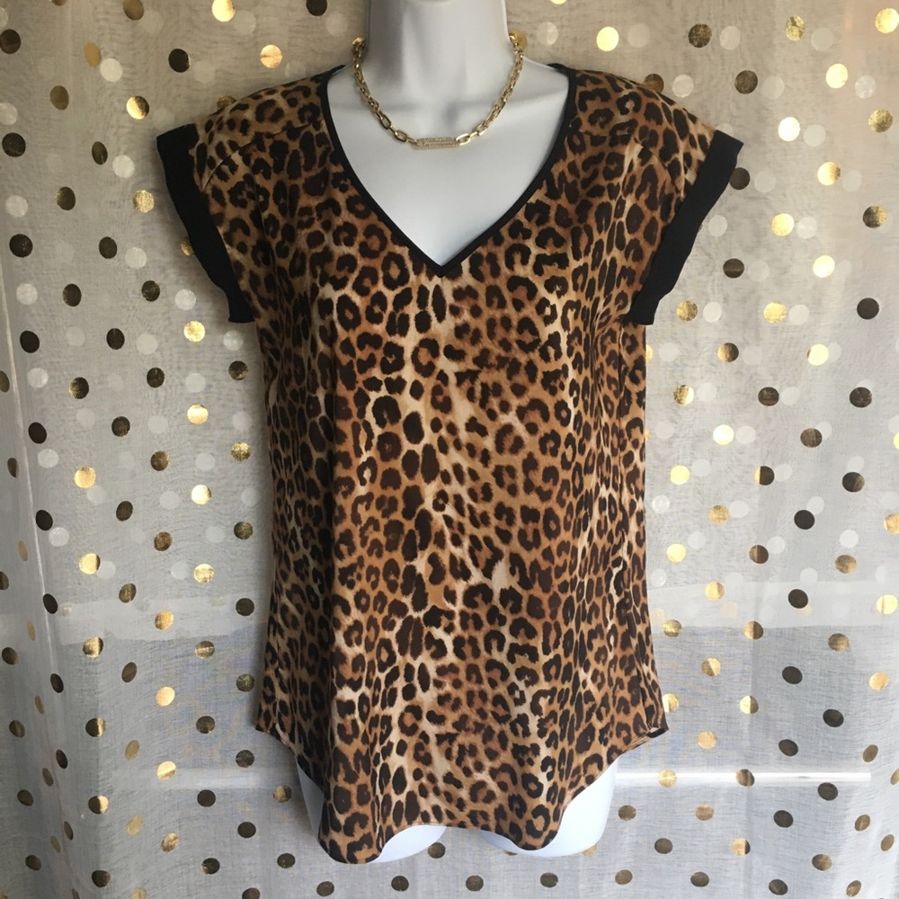 Express Animal print lightweight business chic top